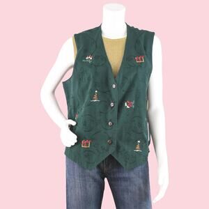 Vintage Green Christmas Vest NWT Women's Extra Large